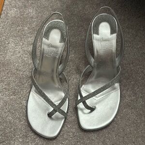 Christian Louboutin silver glitter shoes